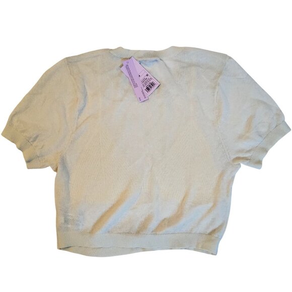 Wild Fable Off-White Ribbed Knit Bra Design Short Sleeve Sweater   Size  M - Picture 2 of 8